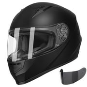 GLX GX11 Compact Motorcycle Helmet - Matte Black, Medium - Full Face w/ Tinted Visor, DOT Approved
