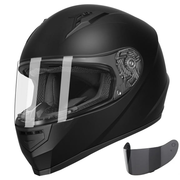 GLX GX11 Compact Motorcycle Helmet - Matte Black, Medium - Full Face w/ Tinted Visor, DOT Approved