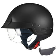 GLX M14 Open Face Motorcycle Helmet - Matte Black, Small - DOT Approved