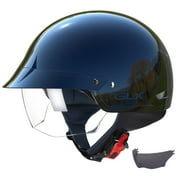 GLX M14 Open Face Motorcycle Helmet - Black, X-Large - DOT Approved