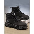 thumbnail image 1 of GLYGML Men's Black Fur-Lined High-Top Winter Boots Non-Slip Warm Outdoor Boots with Thick Lug Sole for Cold Weather and Hiking, 1 of 1