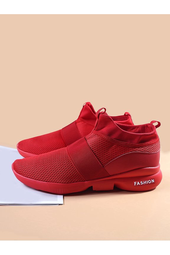 Mesh Slip-On Mid-Top Sneakers - Lightweight Breathable Casual Shoes