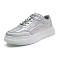 thumbnail image 1 of GLYGML Platform Sneakers Shiny Patent Leather Fashion Shoes with Thick White Sole for Street Style and Party Wear, 1 of 5