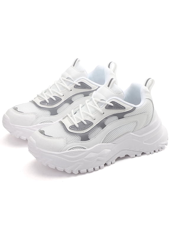 Women's Chunky Platform Sneakers Breathable Mesh Dad Shoes Non-Slip Thick Sole for Daily Casual Wear & Street Style