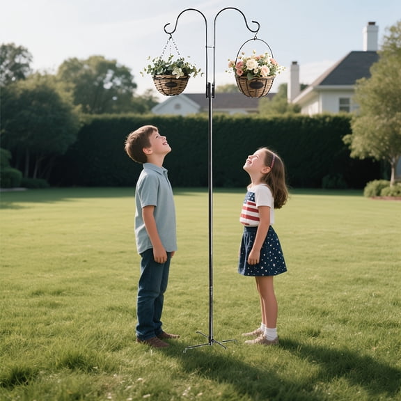 GLZ 2pcs Set Courtyard  Hooks, Shepherd Hooks,  Hanging Racks, Heavy-Duty Metal  Iron Hooks, Corrosion-Resistant Material, Bird Feeder Hooks, Flower Basket Hooks, 61 Inches High