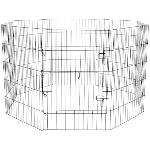 GLZ'HOME Foldable Indoor/Outdoor Pet Exercise Pen Black: Without Feet ...