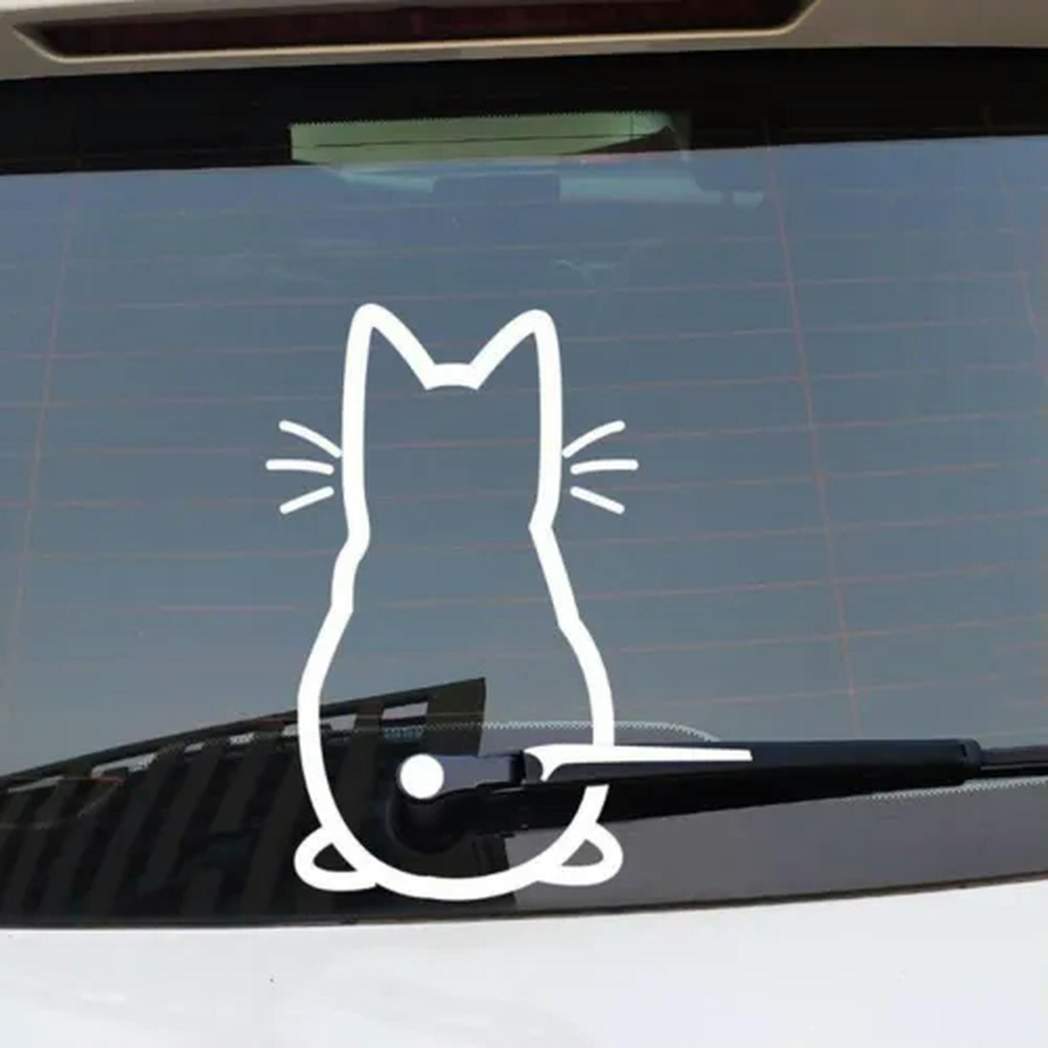 Iprokiu Funny Cat Wiper Decal – Moving Tail Car Sticker For Rear Window, Waterproof Vinyl Decoration (Dazzle Color)