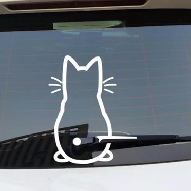 Iprokiu Moving Cat Tail Car Wiper Sticker - Funny Vinyl Decal For Rear Window, Waterproof Car Decoration