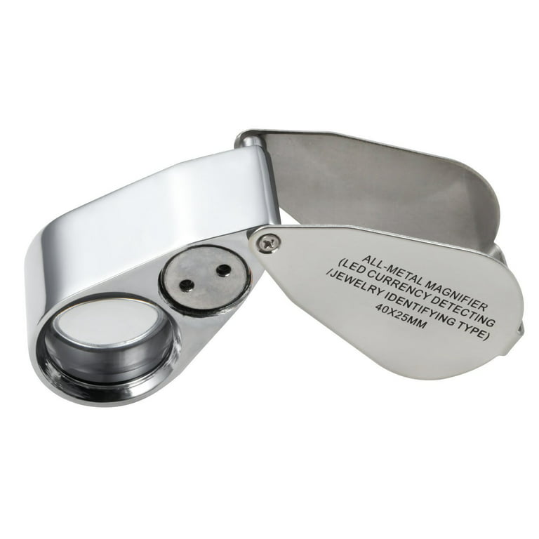 E5BE 40X Jewelers Loupe Magnifier Magnifying Glasses, LED/UV-Illuminated Jewelry  Loop Pocket Folding Magnifying Glass - AliExpress