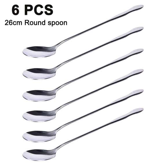 GLiving Stainless Steel Long Handle Iced Tea Spoons (6 Count)
