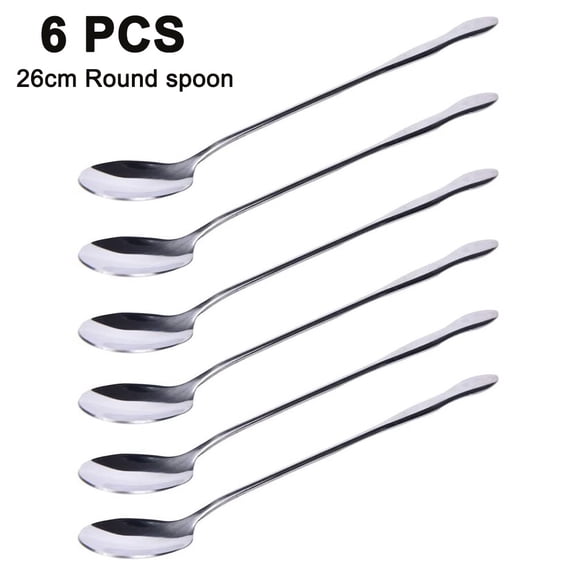 GLiving Stainless Steel Long Handle Iced Tea Spoons (6 Count)