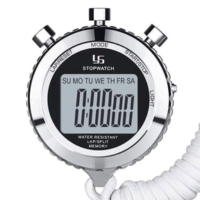 GLiving Stopwatch,1/100th Second 2 Lap Memory, Clock Daily Rainproof Digital Timer for Sports Match, Competition, Coach,Referee, Training, Timing