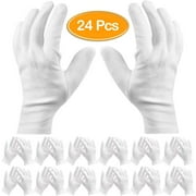 GLiving White Cotton Work Gloves Cosmetic Hydration for Dry Hands and Eczema, Pack of 24