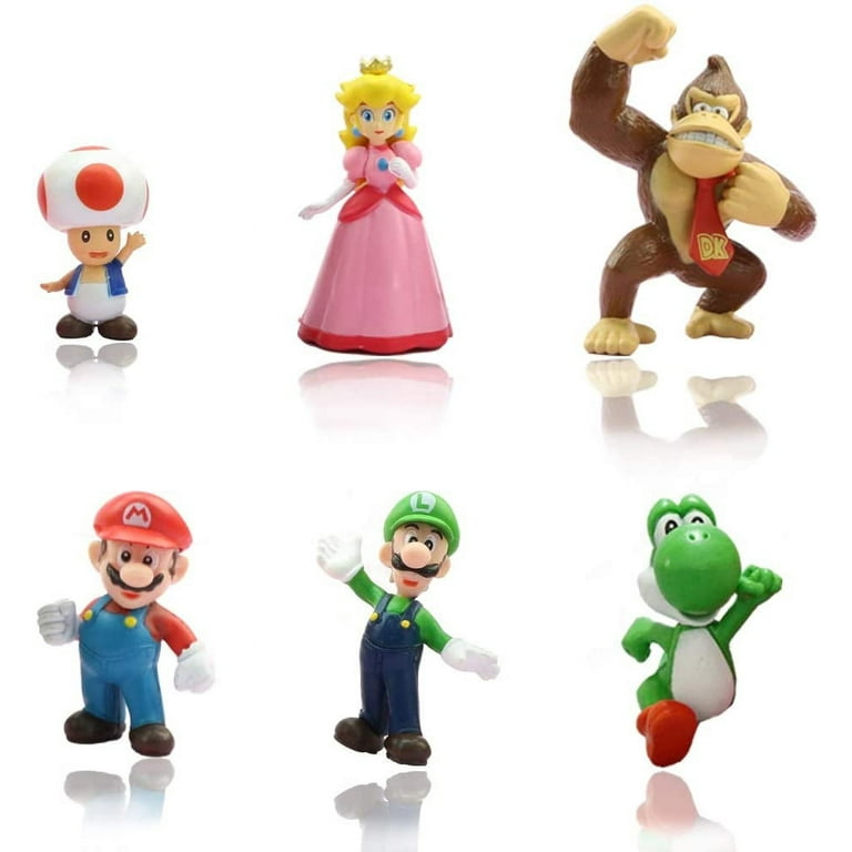 Super Mario Bros. Action Figures Set 6 pcs Plastic 1.5 to