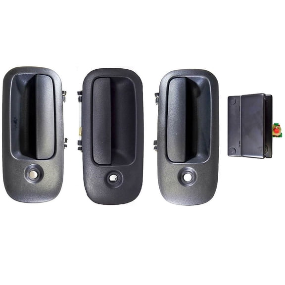 GM-3903A-FPRT - for Chevrolet Express GMC Savana Outside Door Handle, Textured Black - Front Left/Right, Rear Right, Rear Latch Control Release, Set of 4