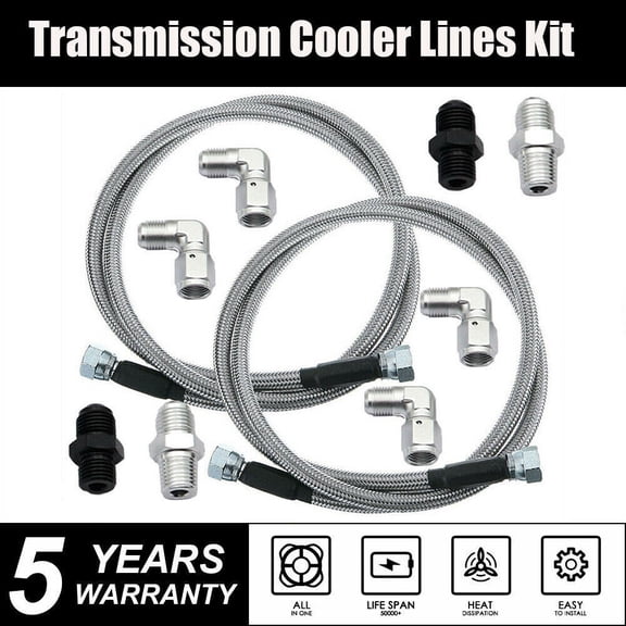 GM 4L60E 4L65E Automatic Transmission Cooler Lines Kit -6AN Fiber + SS Braided*