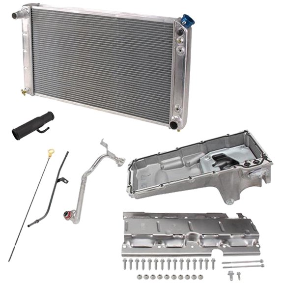 GM A-Body/Truck LS Swap Radiator w/Chevy Performance Oil Pan Kit