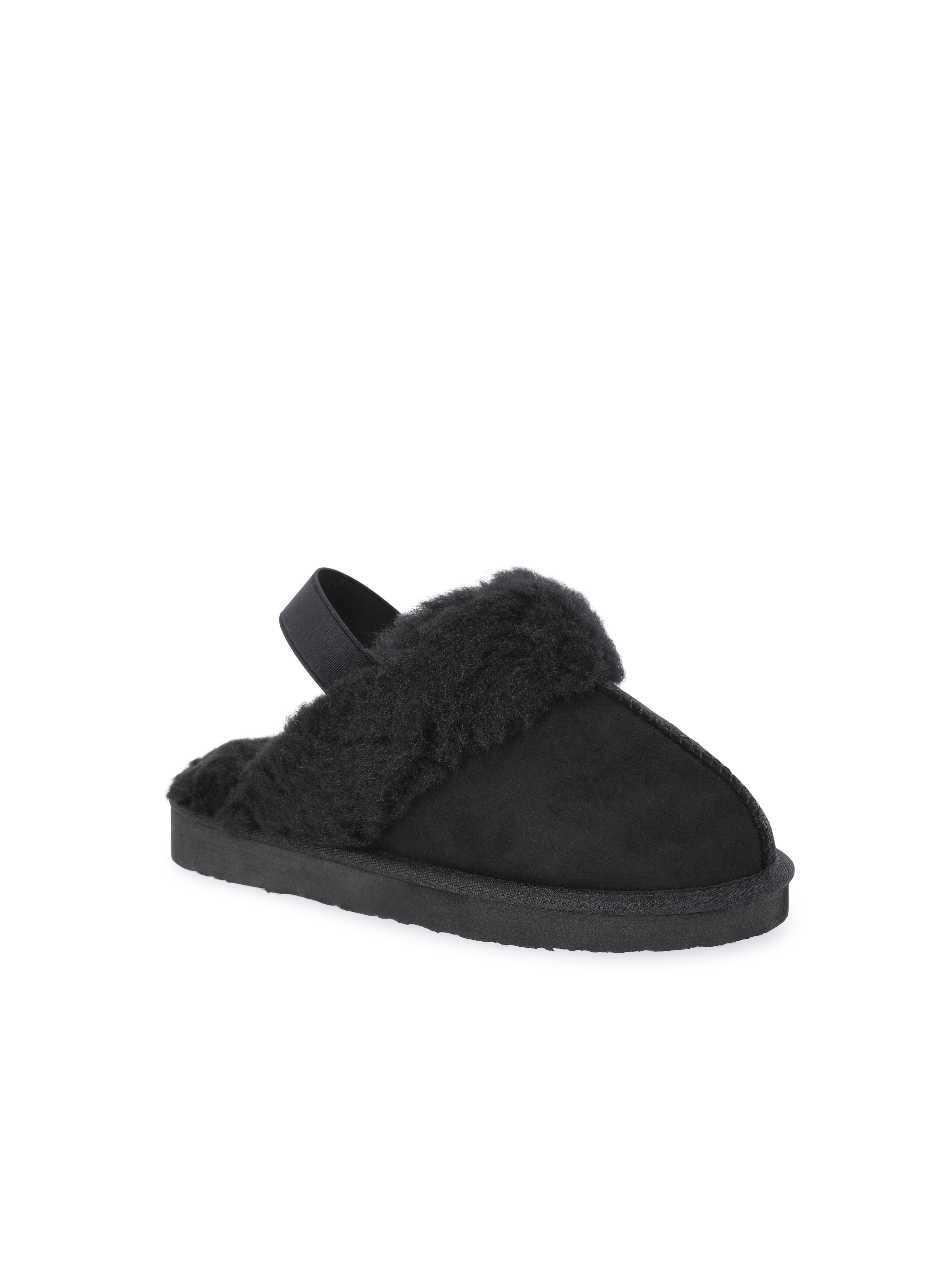 Pawz Girls Faux Shearling Slippers with Slingback Strap