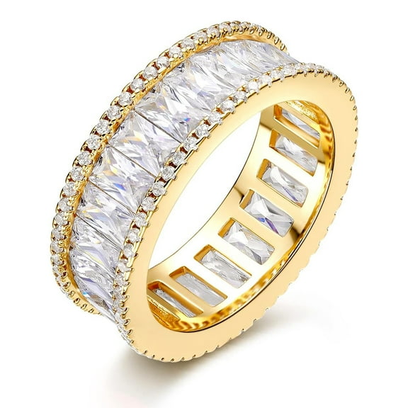 GM Esme 18K Gold Plated Eternity Rings Men Women Cubic Zirconia Wedding Promise Engagement Rings Size 7, Wedding Engagement Wedding Anniversary Gift