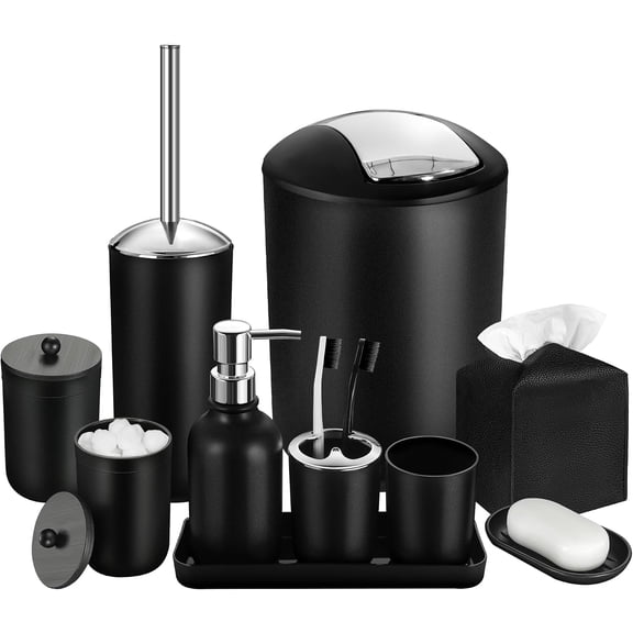 GM GMISUN Black Bathroom Accessories Set 10 Pcs