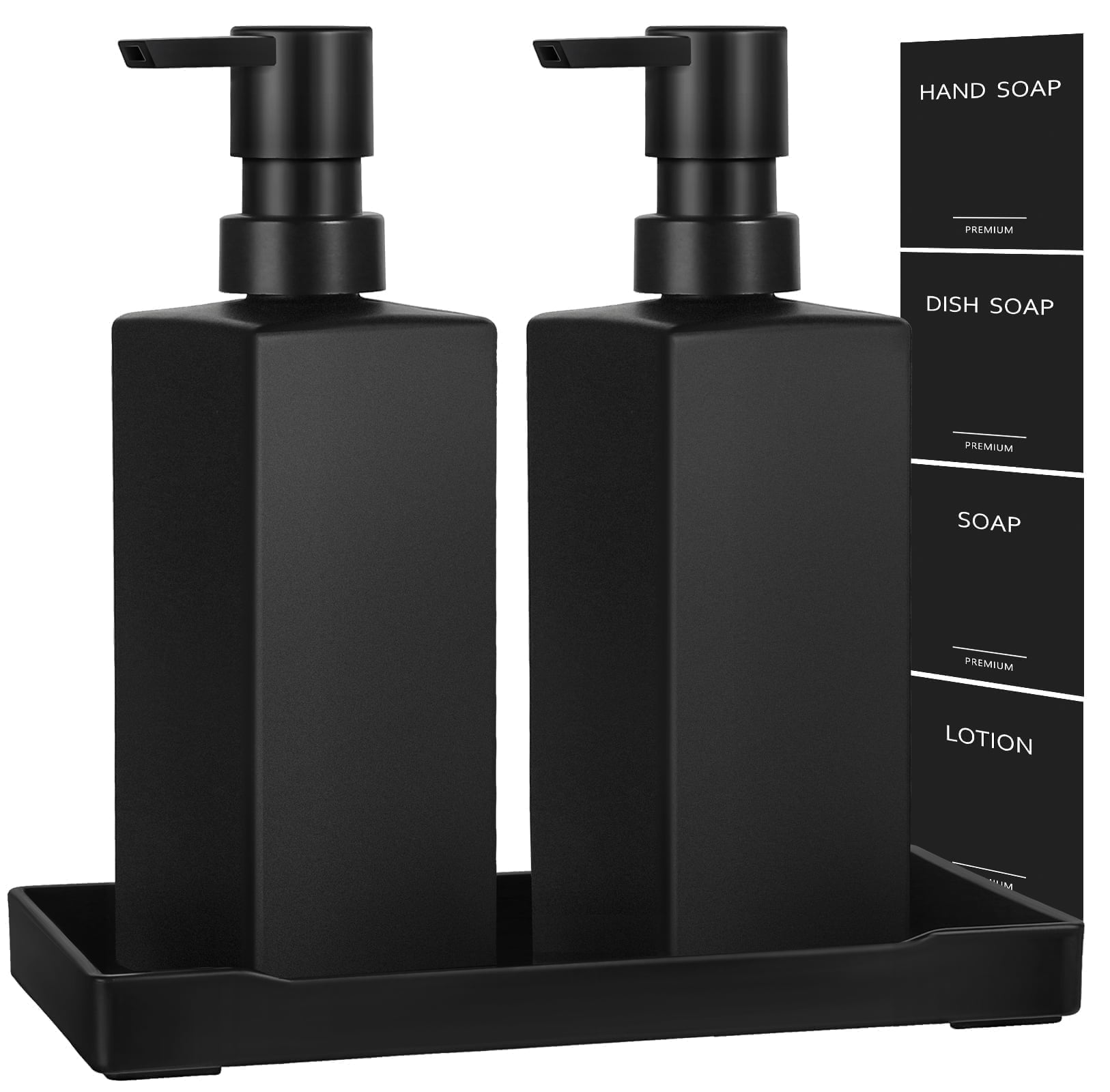 Matte Black Glass Soap Dispenser Set with Stainless Steel Pump