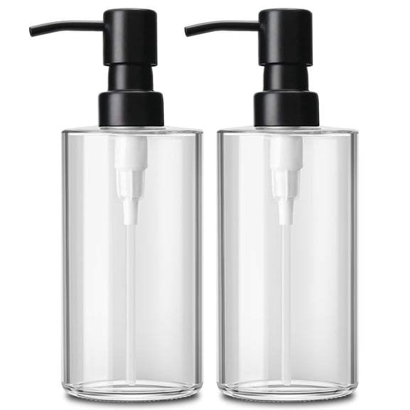 GM GMISUN Glass Soap Dispenser with Stainless Steel Pump, Clear Soap Dispenser, Hand Soap Dispenser for Bathroom, 12oz Dish Soap Dispenser for Kitchen