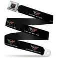 thumbnail image 1 of GM General Motors Belt, Seatbelt Buckle Belt, Corvette C5 Logo Black Gray White Red Repeat, 30 to 44 Inches, 1 of 9