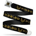 thumbnail image 1 of GM General Motors Belt, Seatbelt Buckle Belt, Pontiac Firebird Logo Black Grays Golds, Youth 22 to 32 Inches, 1 of 2