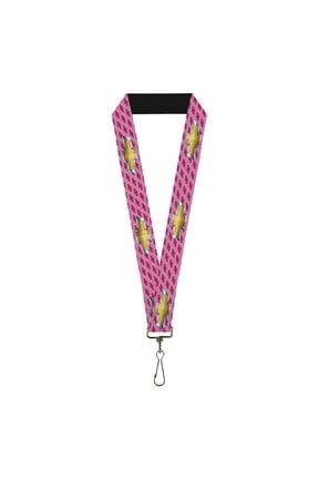 GM General Motors Lanyard, Chevy Gold Bowtie Logo Pink, Elastic