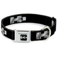 thumbnail image 1 of GM General Motors Pet Collar, Dog Collar Metal Seatbelt Buckle, H3 Black Silver Logo Repeat, 11 to 16.5 Inches 1.0 Inch Wide, 1 of 9