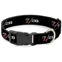 GM General Motors Pet Collar, Dog Collar Plastic Buckle, 1969 Camaro Z 28 Emblem Black Silvers Red, 7 to 8.5 Inches 0.5 Inch Wide