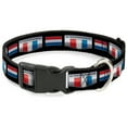 thumbnail image 1 of GM General Motors Pet Collar, Dog Collar Plastic Buckle, Camaro Six Badge Stripe Black Silver Red White Blue, 16 to 23 Inches 1.5 Inch Wide, 1 of 6