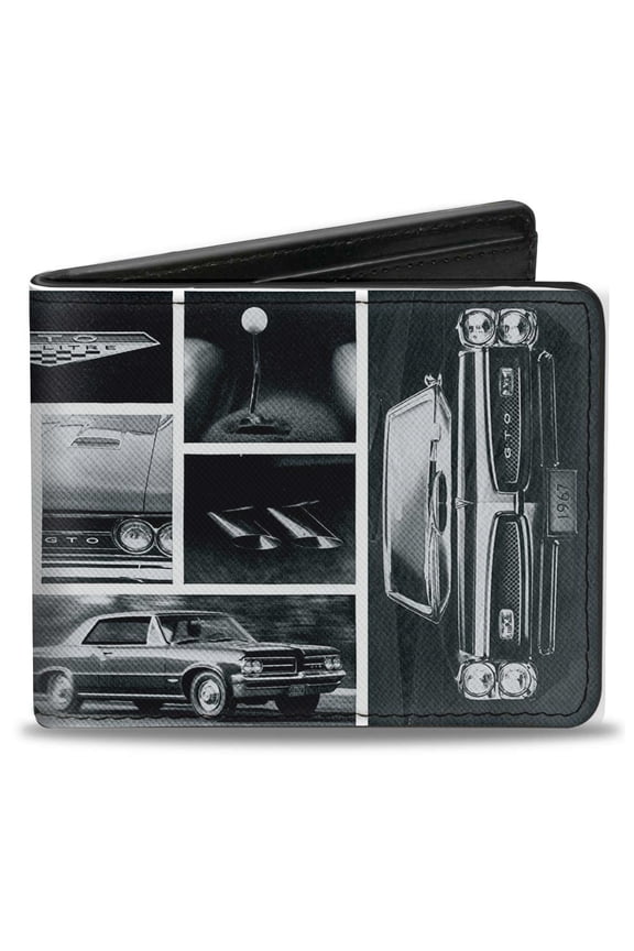 GM General Motors Wallet, Bifold, 1967 Pontiac GTO Snapshots White Grays, Vegan Leather