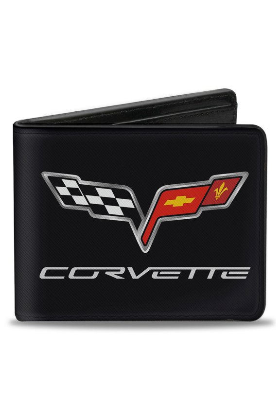 GM General Motors Wallet, Bifold, C6 Logo Centered, Vegan Leather