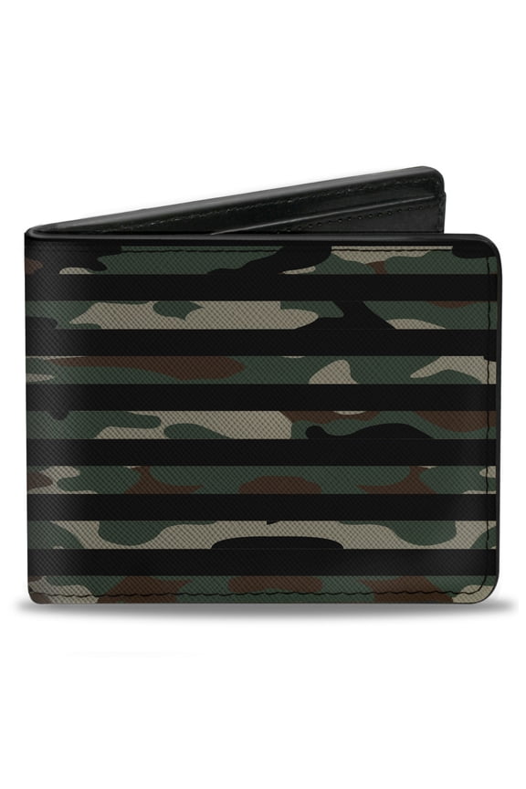 GM General Motors Wallet, Bifold, Chevrolet Bowtie Americana Flag Weathered Camo Olive Black, Vegan Leather
