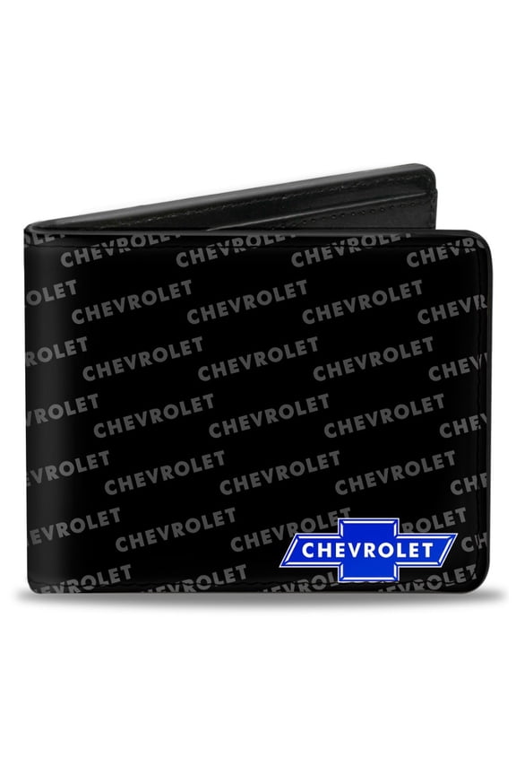 GM General Motors Wallet, Bifold, Chevy Bowtie Corner Text, Vegan Leather