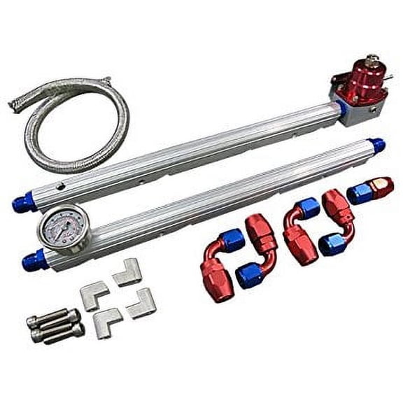 GM LS1 LS2 LS7 Billet Aluminum FuelRail Kit Fitting AN8 + Gauge Regulator Line