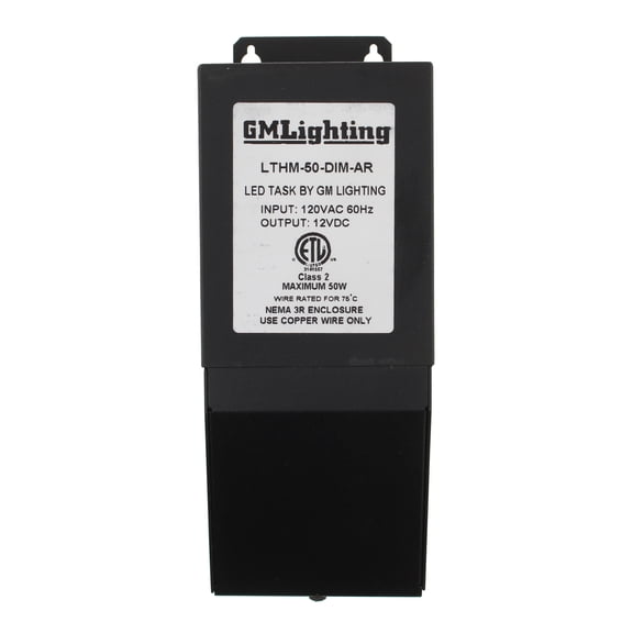 GM Lighting LTHM-50-DIM-AR Magnetic ELV Dimmable LED Driver Power Supply, 120V:In, 12-Vdc, 50W