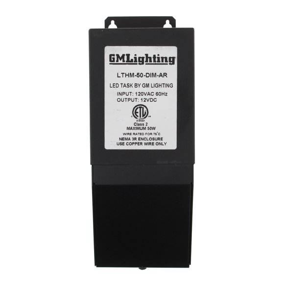 GM Lighting LTHM-50-DIM-AR Magnetic ELV Dimmable LED Driver Power Supply, 120V:In, 12-Vdc, 50W