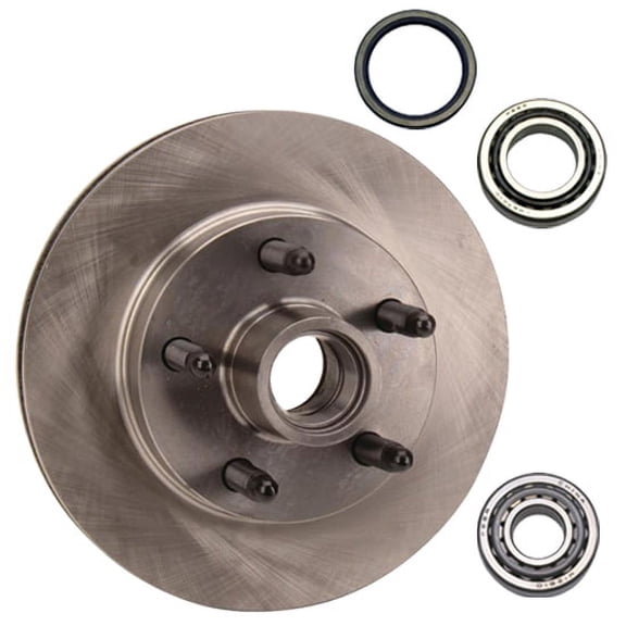Speedway Motors Metric Front Disc Brake Rotor and Bearing Kit 5 on 4-3/4 Bolt Pattern 10.5 Inch Vented Rotor with Studs, Seals and Bearings for Dirt Track
