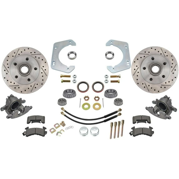 GM Mid-size to 1949-54 Chevy Spindle, Deluxe Kit Drilled/Slotted