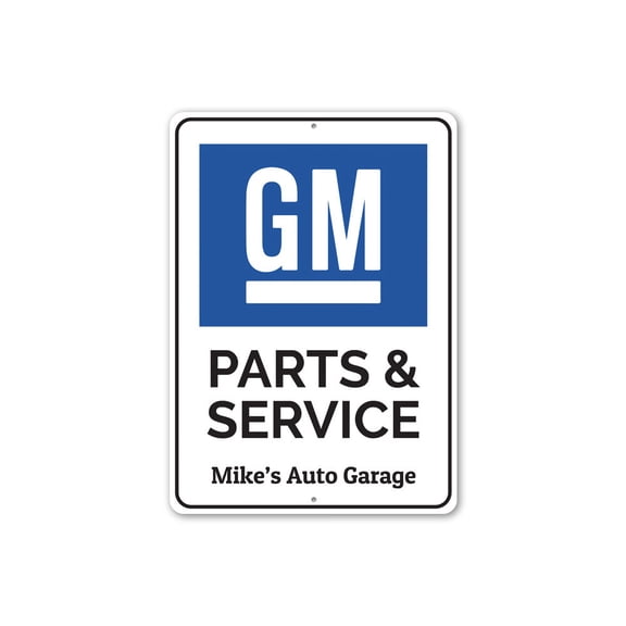GM Parts and Service Auto Garage Personalized Aluminum Metal Decor Sign - 4x18 inches