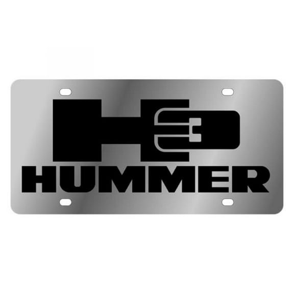 GM Polished License Plate with Black Hummer H3 Logo