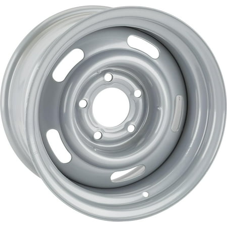 Speedway Motors GM Rally Truck Wheel, 15x10 Steel Rim with 5x5 BP & Silver Gloss Finish, Classic Five-Slot Style Compatible with most GM C10, Blazer, Jimmy and Other 1/2-Ton Truck