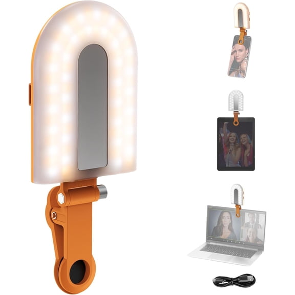 GM66 Clip on Selfie Light for Phone, 68 LEDs, Bi Color Lighting Compatible with iPhone with CRI97+, 2000mAh for TikTok Vlog Recording Streaming Laptop Computer Webcam Video Conference Makeup