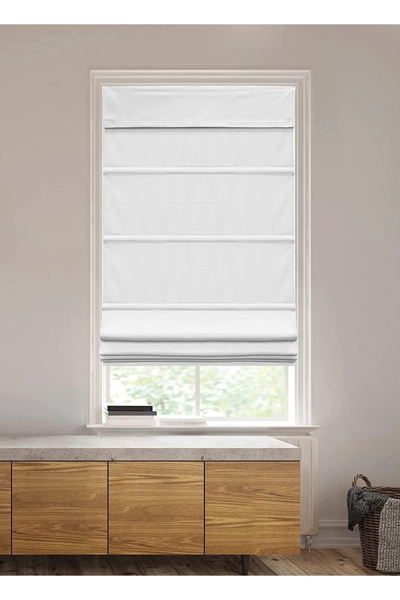 Classic Cordless Blackout Roman Shades for Windows - Window Blinds with Blackout Shades Room Darkening Blinds - 29 Inch Width x 64 Inch Length in White