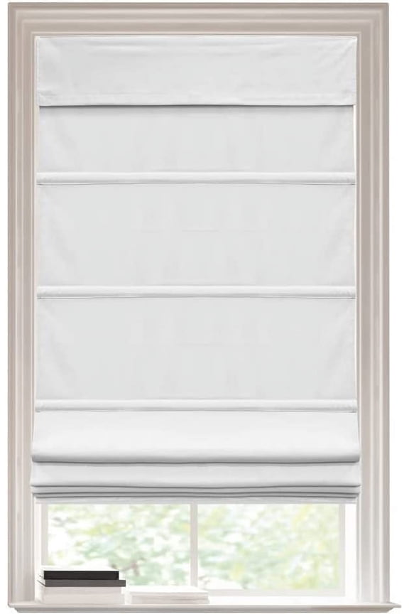 Classic Cordless Blackout Roman Shades for Windows - Window Blinds with Blackout Shades Room Darkening Blinds - 30 Inch Width x 64 Inch Length in White