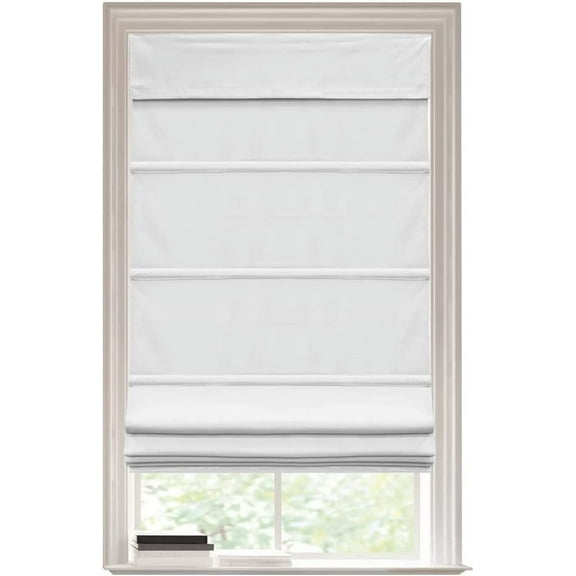 GMA Group Classic Cordless Blackout Roman Shades for Windows - Window Blinds with Blackout Shades Room Darkening Blinds - 35 Inch Width x 64 Inch Length in White