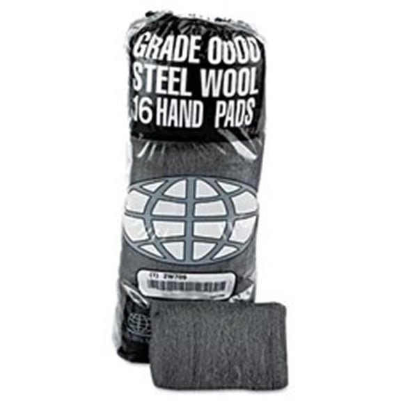 GMA Industrial-Quality Steel Wool Hand Pad - Medium Coarse - 16 per Pack - Pack of 12