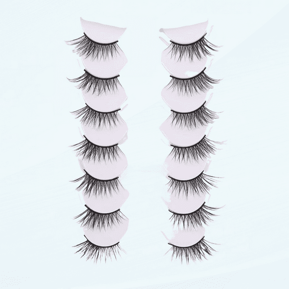 GMAGICTOBO False Eyelashes Half Lashes Natural Wispy Lashes Pack Cat Eye 3D Faux Mink Lashes 7 Pairs Multipack